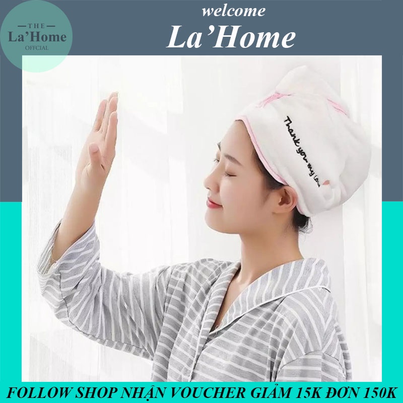 Khăn quấn đầu La'Home, khăn trùm đầu lau khô tóc siêu tốc My Love