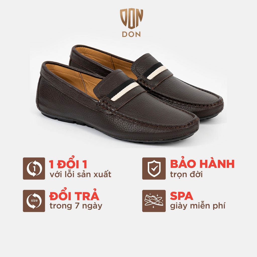 Giày Lười Nam Da Bò DON ITALO, Đế Khâu, Nhẹ, Mềm, Êm, Mát  , Bảo Hành Trọn Đời