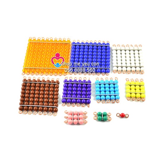 ( coloured bead squares ) TẤM HẠT CƯỜM MÀU TỪ 1 ĐẾN 10 Giáo cụ Montessori
