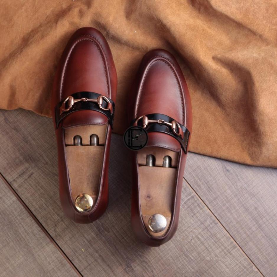 Giày lười da nam ERMAND da bò thật bh 12 tháng dáng Horsebit Loafer - Mã T83