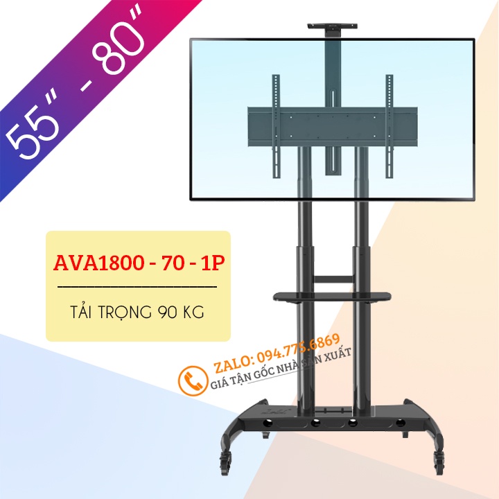 Giá Treo Tivi Di Động NB AVA1800 - 70 - 1P 55 - 80 Inch - Cột Kệ Treo Tivi Có Bánh Xe Di Chuyển [ Khoẻ Hơn NB AVA1500]