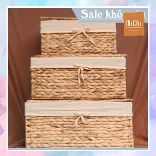 Khay cói,giỏ lục bình đưng đồ set combo 3 kích thước, trang trí nhà cửa ngày tết