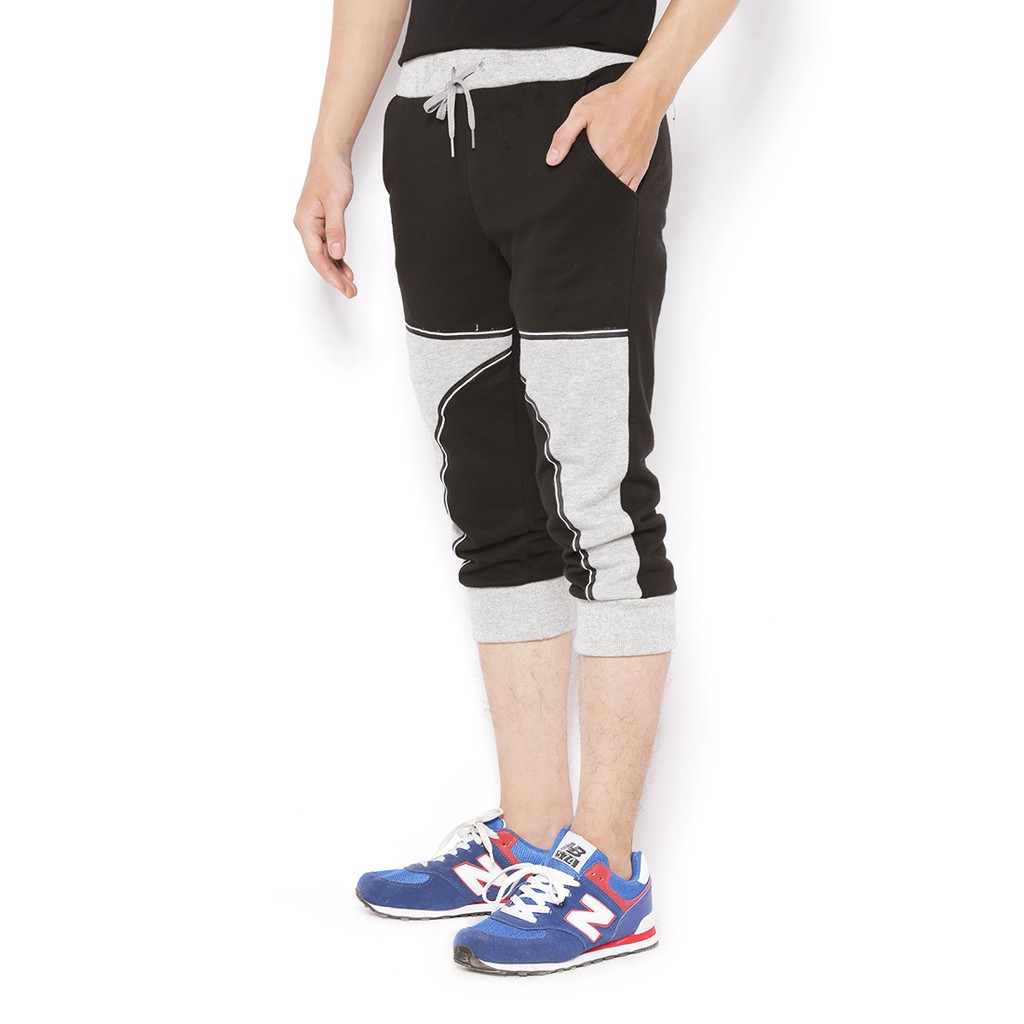 Quần lửng jogger nam phối xám đen Phúc An 1018