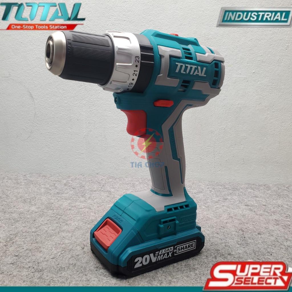 Máy khoan bê tông dùng pin 20V không chổi than TOTAL TIDLI20608 hai tốc độ 450-1900v/p, tốc độ đập 22500bmp, khả năng kẹ