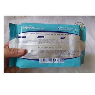 Combo 10 gói khăn ướt Cồn Let green (gói/50M)