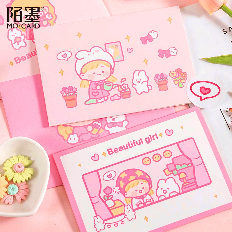 Thiệp chúc mừng sinh nhật quà tặng happy birthday DABU bộ thiệp 7 món cô bé bạn thân dễ thương cute