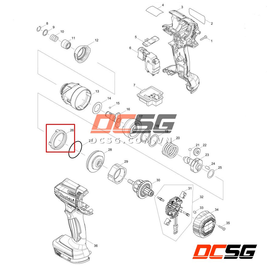 Nhông 51 cho máy vặn vít DTD149/ DTD152/ DTD153 Makita 227378-8 | DCSG