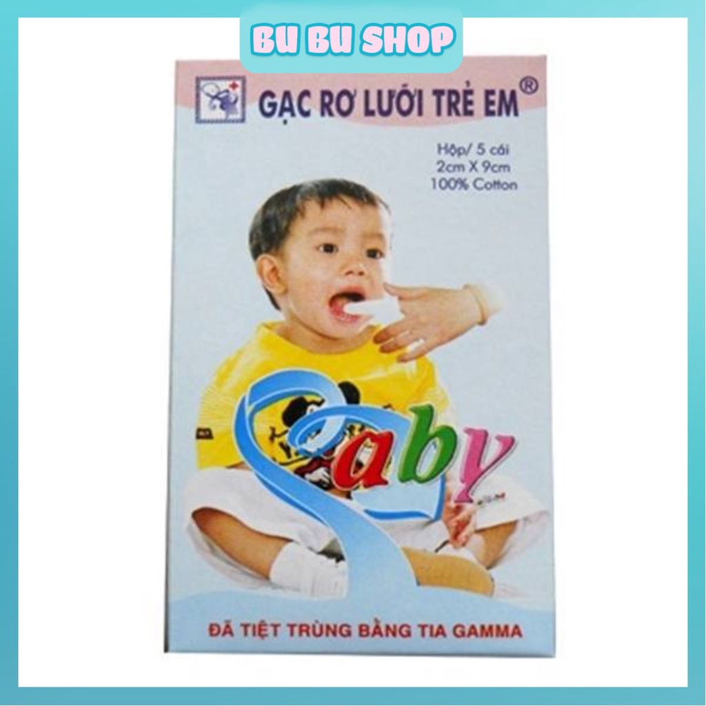 Gạc rơ lưỡi baby xanh 5 cái/1 hộp sản xuất Việt Nam an toàn cho bé nhỏ