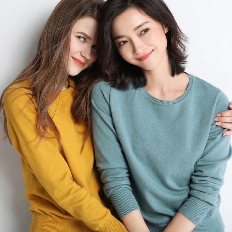 Áo len nữ cổ tròn FREDY  dài tay giữ ấm, chất mềm mịn, co giãn cực tốt A120