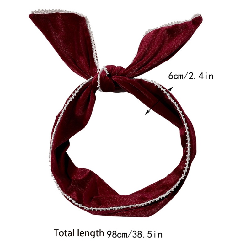 Băng Đô Tai Thỏ Đan Chéo Chất Liệu Nhung Cho Nữ