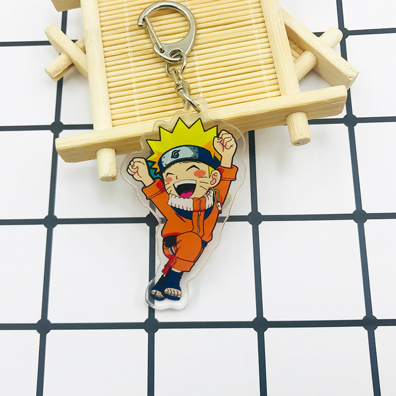 Móc khóa hai mặt bằng acrylic hình nhân vật anime Nhật Bản Naruto dễ thương