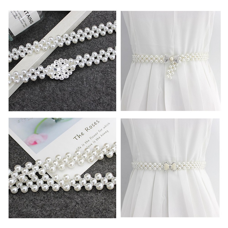 Women Skinny Pearl Chain Waist Dress Belt Strap Waistband (8 styles)