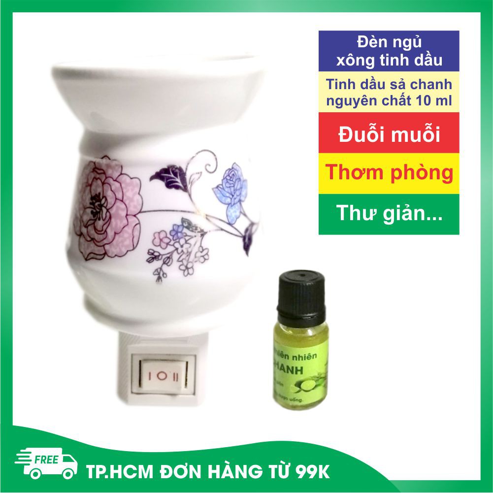 Đèn ngủ xông tinh dầu ⚡️ FREESHIP ⚡️ Đèn ngủ xông tinh dầu cắm tường tặng kèm tinh dầu sả 10 ml - Shop 5539