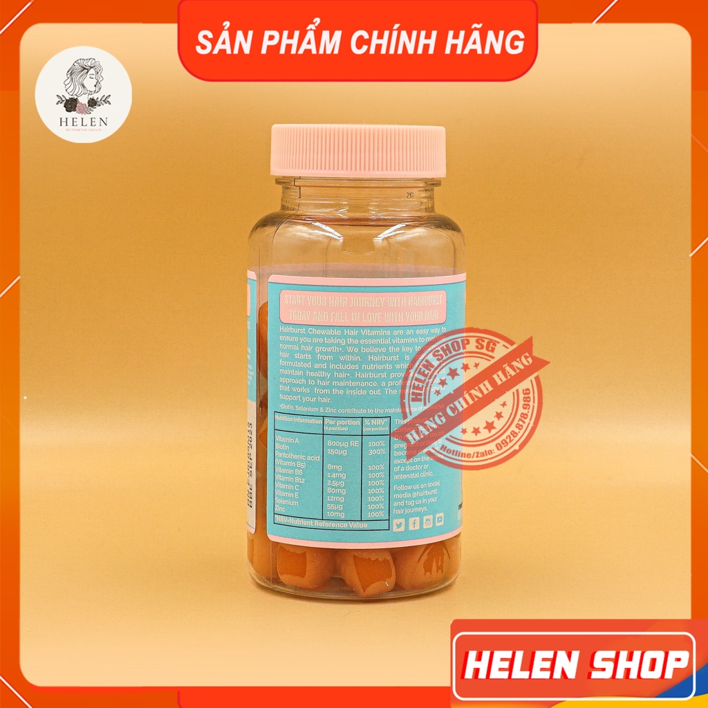 Kẹo Dẻo Hairburst Chăm Sóc Tóc, Kích Mọc Tóc HAIRBURST Chewable Hair Vitamins 60 viên 96g