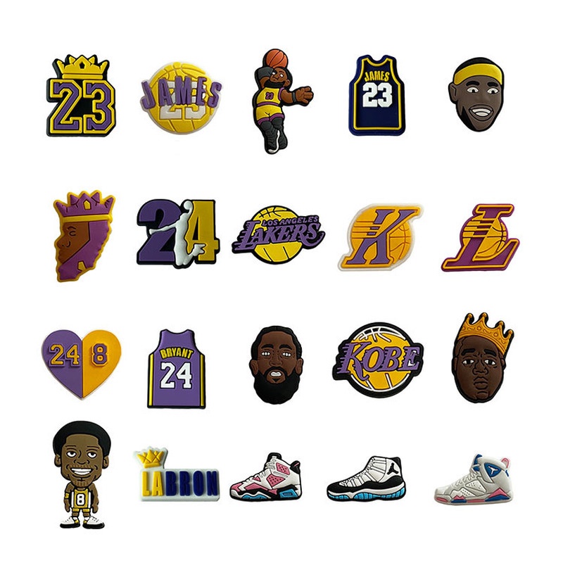 Phụ Kiện Trang Trí Giày Thể Thao Bằng PVC Hình Hoa Phong Cách NBA