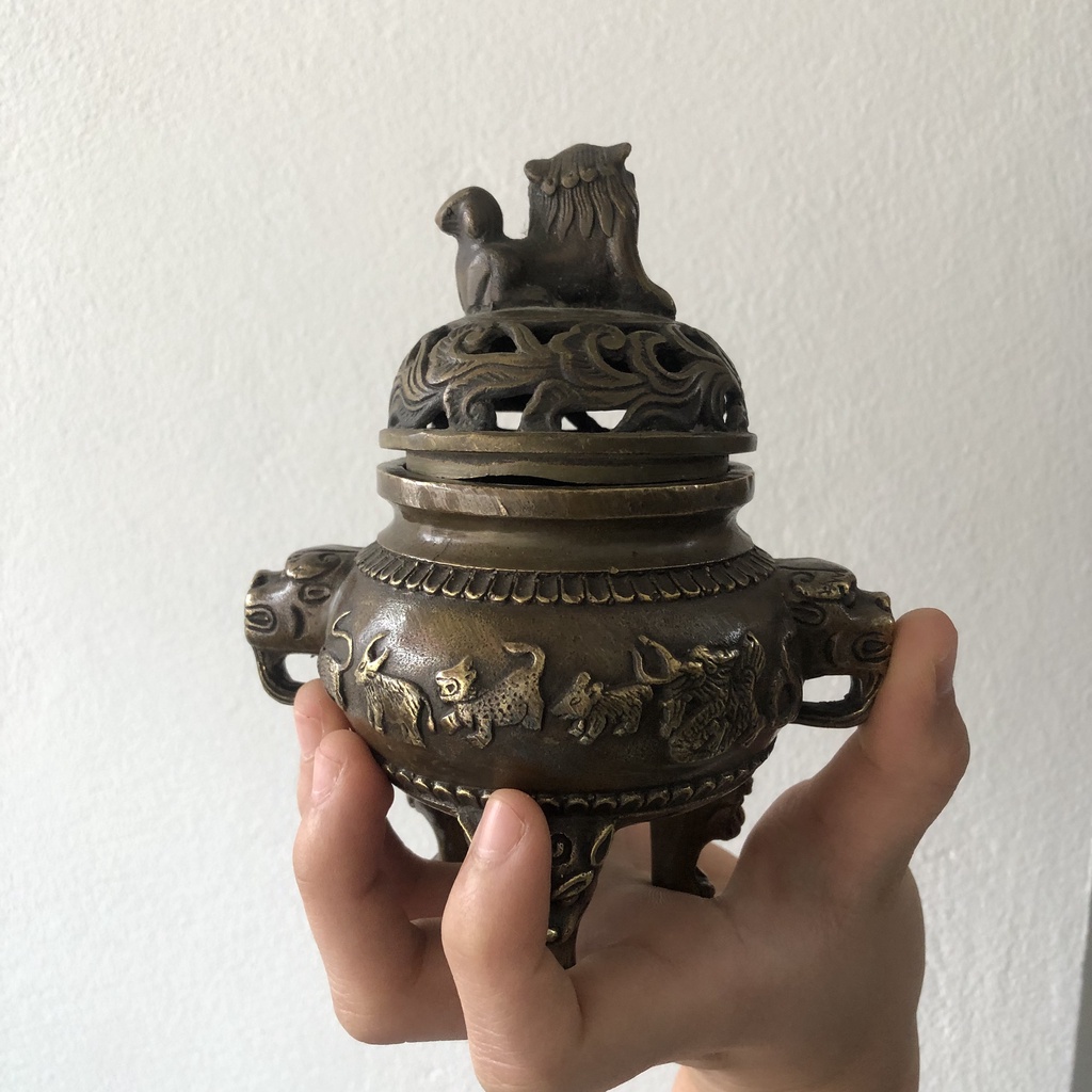 Lư xông trầm đồng con nghê cao cấp - đỉnh xông trầm 12 con giáp