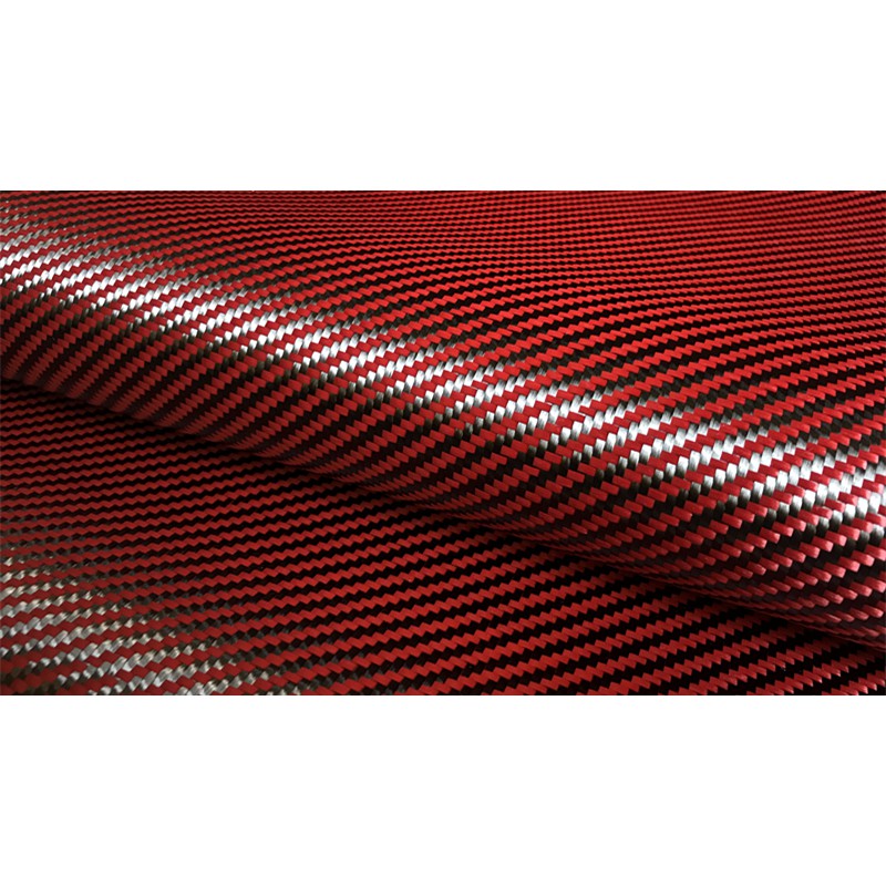 Carbon fiber fabric & Red Blue kevlar mixed fabric Carbon Aramid cloth 50cm/70cm width 200gsm