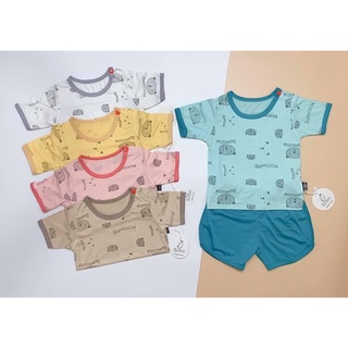 Sale - BỘ THUN LẠNH K.WOO NGẮN TAY CÓ CÀI VAI, QUẦN ĐÙI CỰC ĐẸP CHO BÉ TRAI/ BÉ GÁI