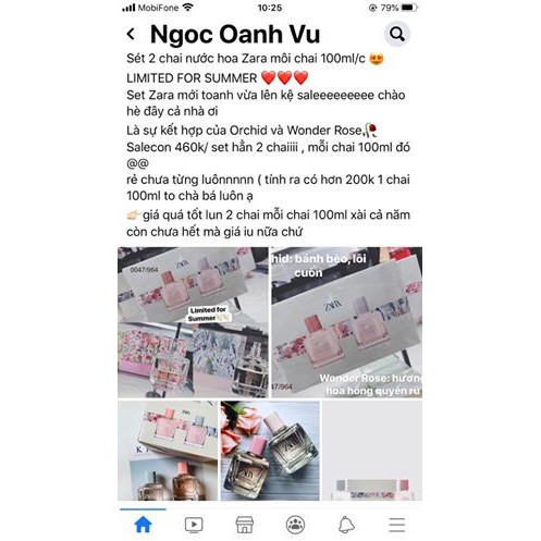 sét nước hoa Zara và áo