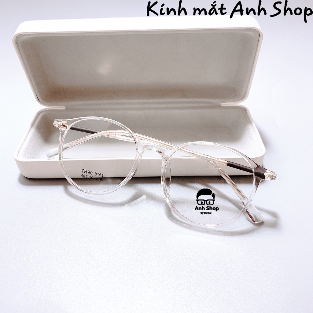 Gọng kính tròn thời trang chất liệu nhựa dẻo càng kính lõi kim loại 8151