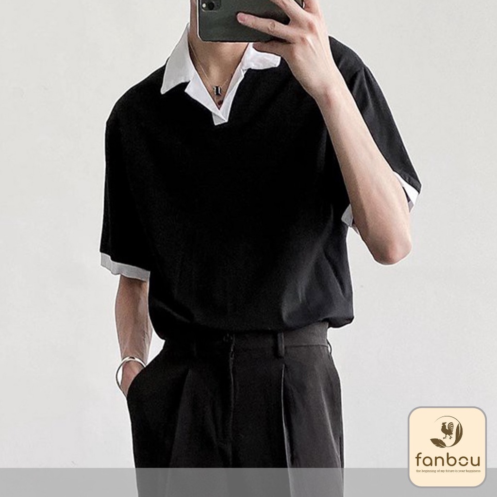 Áo Thun Polo Nam Tay Ngắn Cổ Phối Viền Màu in Logo - AT006 - FANBOU