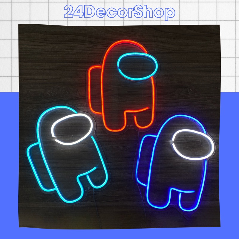 Đèn led neon, đèn trang trí phòng ngủ hình Among Us 25x20cm