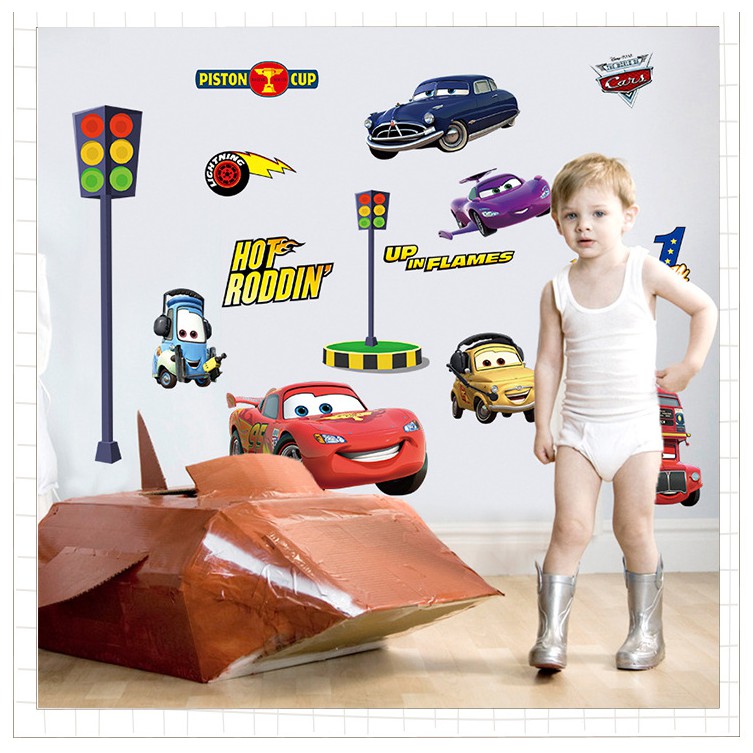Decal dán tường cho bé hình các loại ô tô ngộ nghĩnh