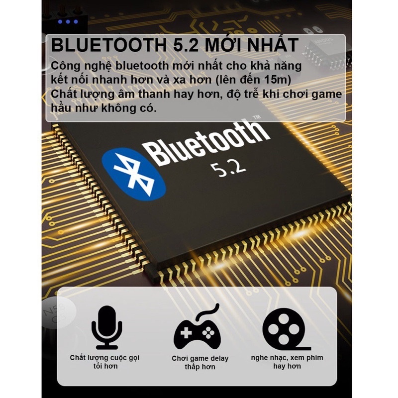 Tai nghe bluetooth S10 Pro V5.2 cao cấp, cảm ứng vân tay,  Chống nước tiêu chuẩn IPX7 , nghe nhạc 10h, kiêm sạc dự phòng