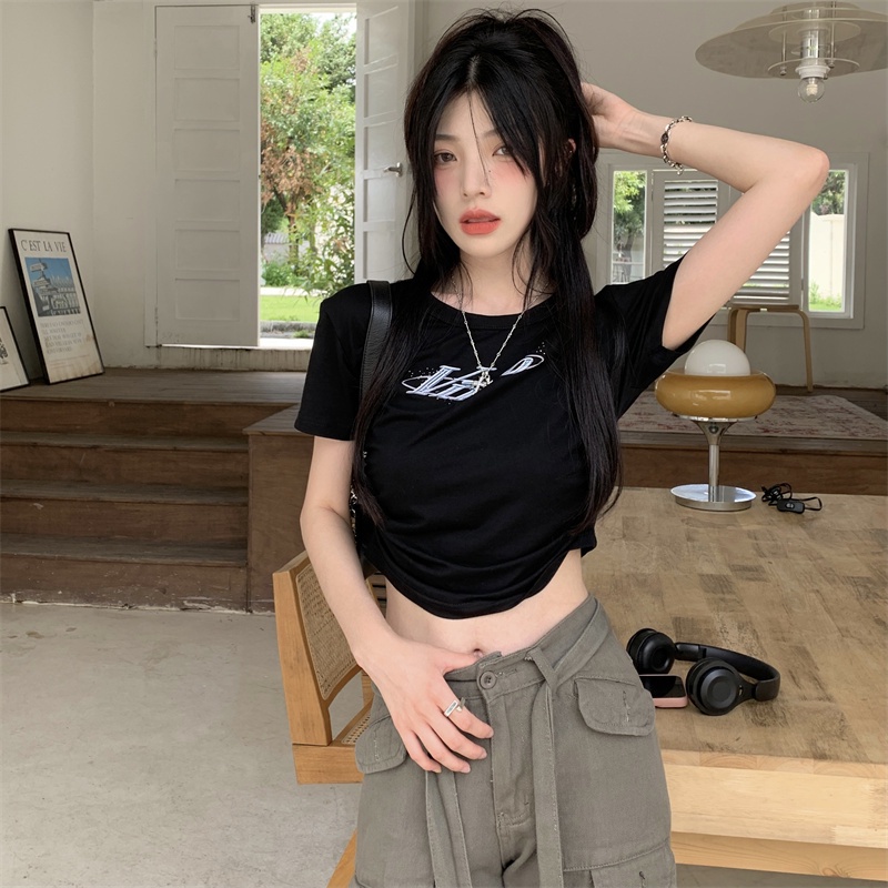 Áo Thun Nữ Cổ Tròn Ngắn Tay In Hình Thời Trang Mùa Hè