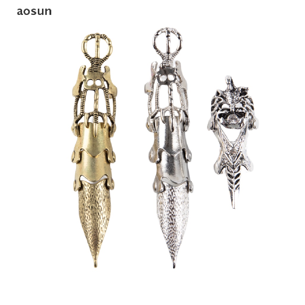 Aosun Nhẫn Đeo Khớp Ngón Tay Hình Móng Vuốt Dài Bằng Kim Loại Hóa Trang Punk Cho Nam