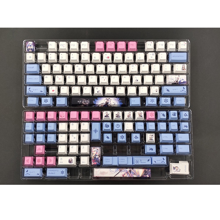 Keycap Genshin Impact nhân vật Kamisato Ayaka nhựa PBT, profile Cherry, in Dye Sub, 137 nút phù hợp các loại layout