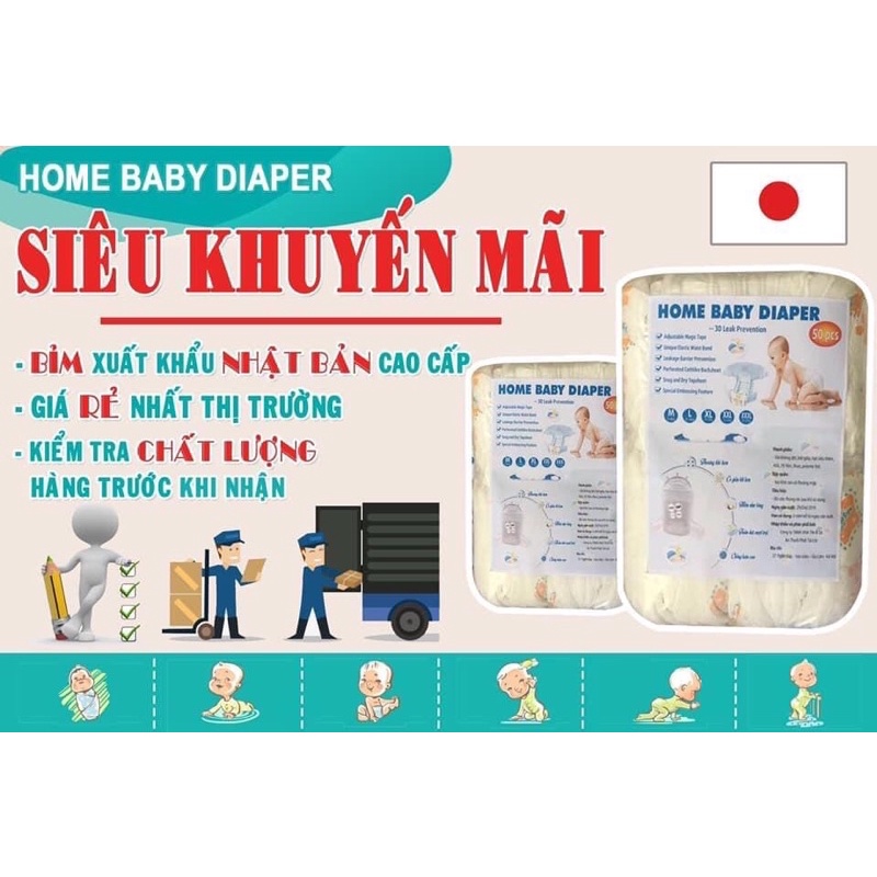 50  bỉm quần Home Baby size M L XL XXL XXXL