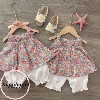 Set bộ 2 dây bé gái hoa hồng nhí và quần boom trắng XHN539