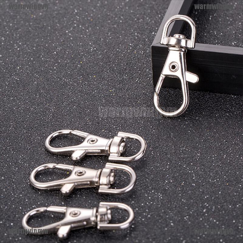 Set 10 Móc Khóa Có Dây Xoay Màu Bạc Tiện Dụng