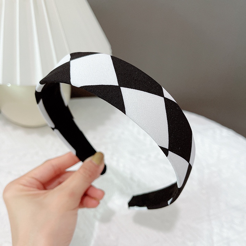 Băng Đô Da Lộn Họa Tiết Kẻ Ô Vuông Phong Cách Retro Hàn Quốc Thời Trang Cho Nữ