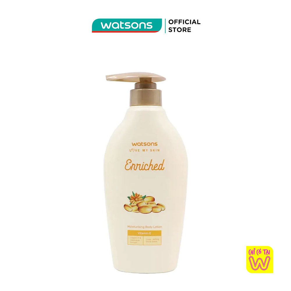 Sữa Dưỡng Thể Watsons Enriched Moisturising Vitamin E Cấp Ẩm Cho Làn Da Mịn Màng 400ml