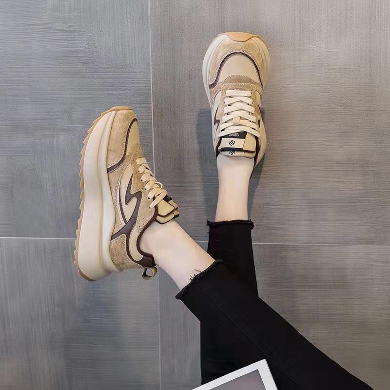 Giày Thể Thao Nữ Độn Đế Cá Tính Giầy Sneaker Tăng Chiều Cao Màu Nâu Đen Chất Liệu Cao Cấp Hot Trend...