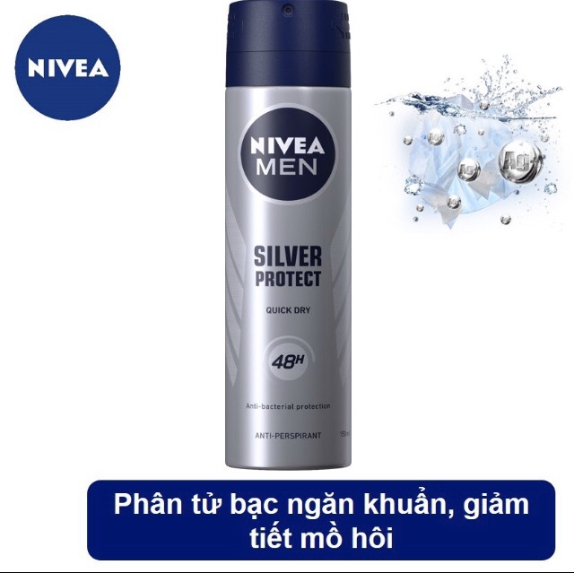 Xịt ngăn mùi Nivea Men phân tử bạc ngăn khuẩn gây mùi vượt trội 150ml