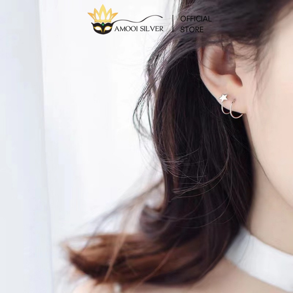 Bông Tai Bạc Cao Cấp S925 Mẫu Xoắn Hình Ngôi Sao - Amooi Silver AB100