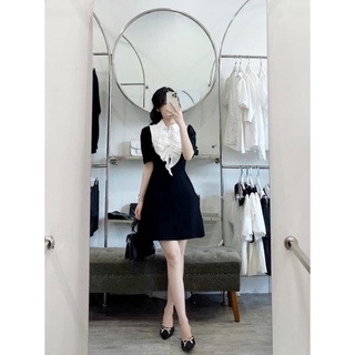 Váy cổ sơ mi xếp ly trắng