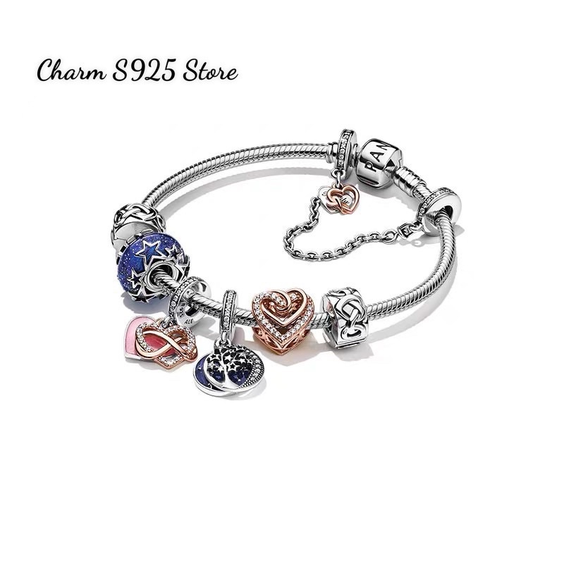 COMBO BỘ VÒNG TAY PAN ALE MIX 7 HẠT CHARM BẠC S925 CAO CẤP