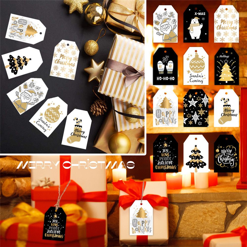 Set 48 Thẻ Giấy Kraft Hình Quả Cầu Trang Trí Giáng Sinh DIY