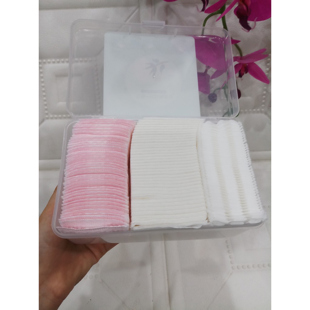 Hộp bông tẩy trang 320 miếng, 3in1 100%cotton siêu mềm mịn siêu sịn sò