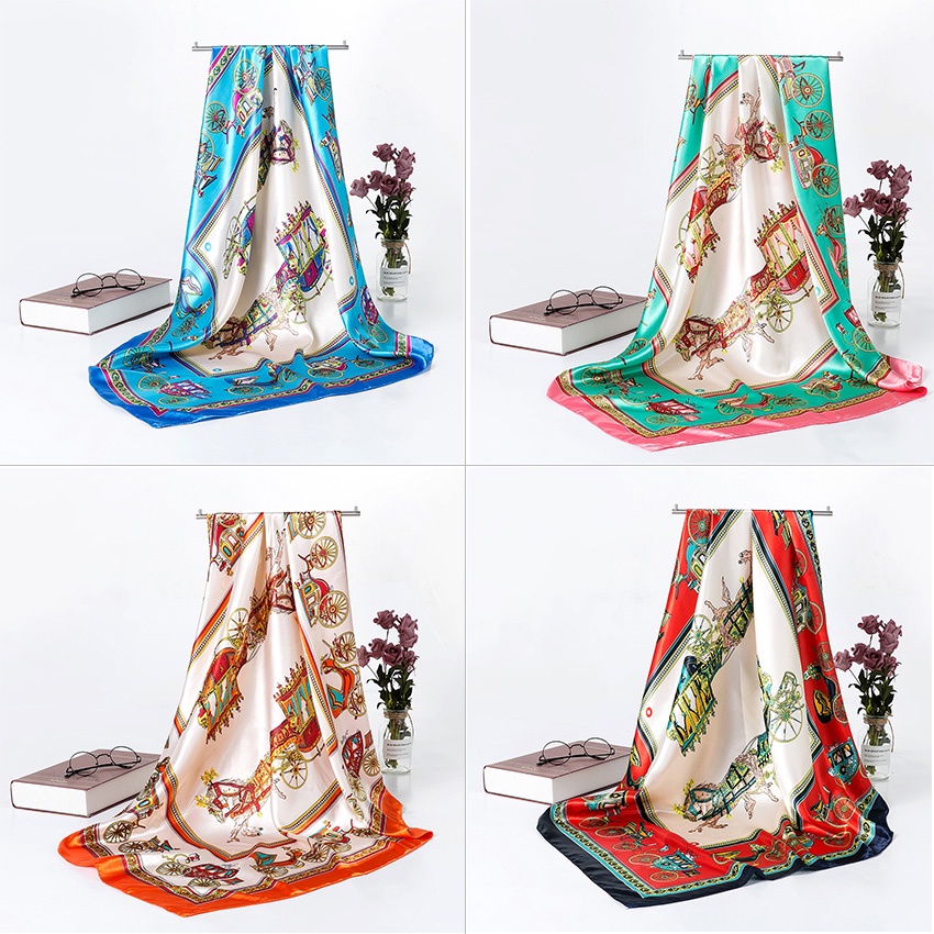 Khăn Choàng Lụa Satin Hình Vuông 90cm Thoáng Khí Thời Trang WJ1001-14