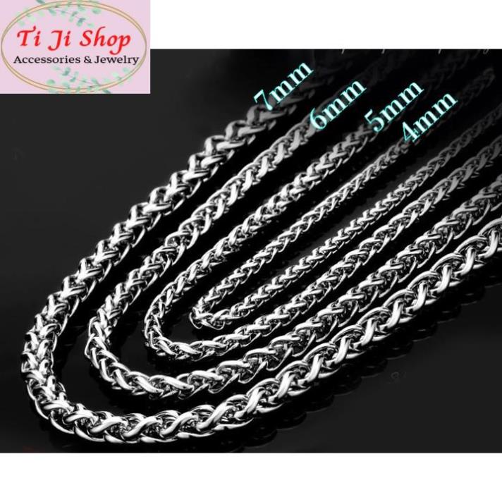 DÂY CHUYỀN NAM INOX KIỂU BÔNG DỪA 4LY  đẹp, không đen