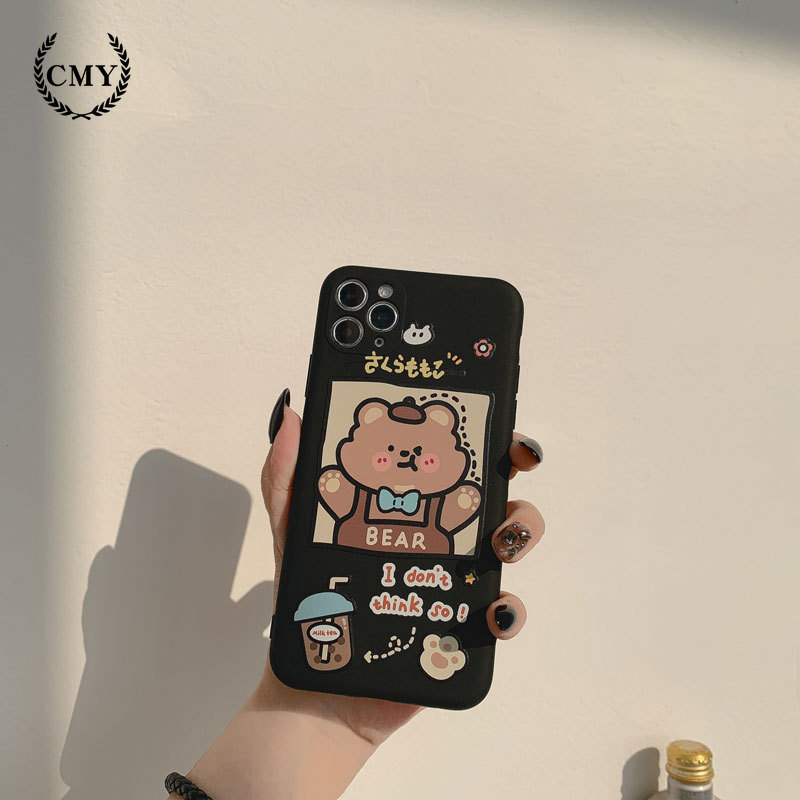 Ốp lưng silicon họa tiết gấu đáng yêu cho iPhone 11 Pro Max X Xr Xs Max 7 8 Plus Se 2020 12 pro max 12 mini | BigBuy360 - bigbuy360.vn