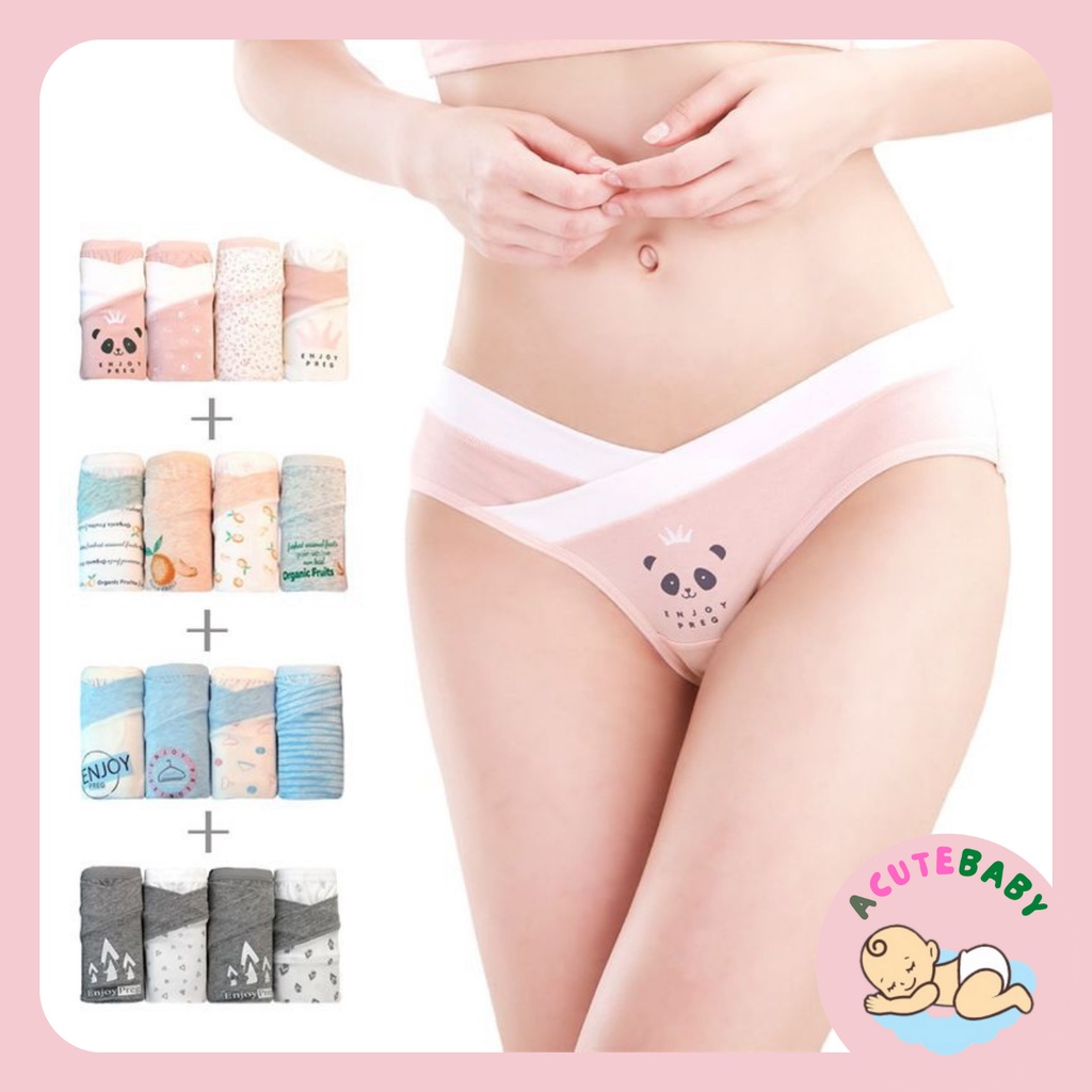 Set 4 Quần Lót Bầu Cạp Chéo Cotton Cao Cấp (4 màu)
