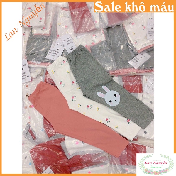 Bán sỉ Sét 3 quần legging hồng-thỏ-hoa cho BG