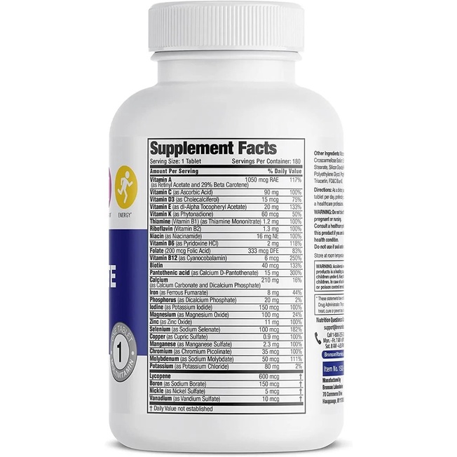 Organic Multivitamin One Daily For Men - 180 viên Mỹ - Bổ sung Vitamin