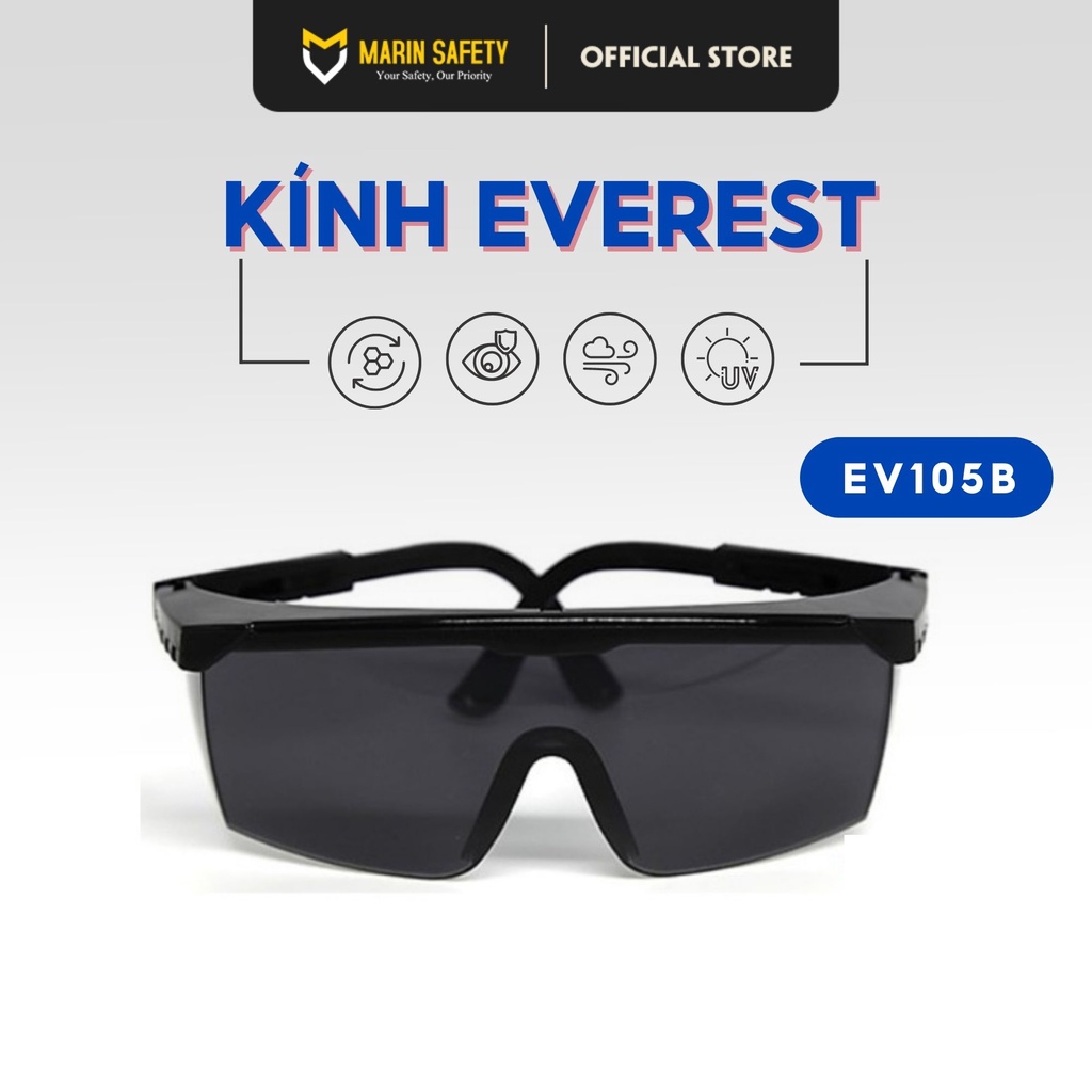 Kính bảo hộ Everest EV105B chống đọng sương, chống bụi, chống trầy xước - EV105 Clear Anti-fog